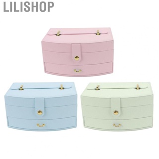 Lilishop Small Jewelry Organizer  2 Layers Jewelry Storage Box Compact Practical Beautiful with Clasp for Vacation for Earrings