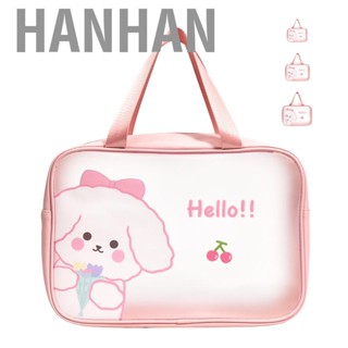 Hanhan Clear Travel Bag Cherry Puppy Frosted Translucent  PVC Toiletry Bag Pouch for Washing