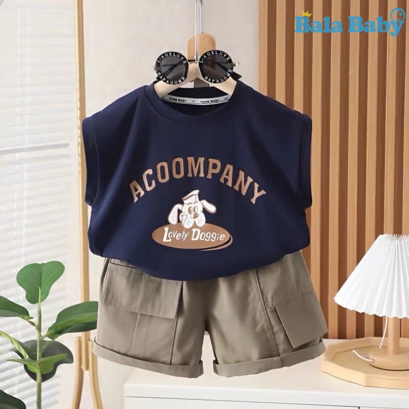 ชุดเด็กคอโปโลเสื้อ+กางเกงชุดเซทเด็ก เสื้อผ้าเด็กผู้ชาย Size80-120 DXT25