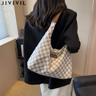 JIVIVIL กระเป๋า Tote ขนาดใหญ่ความจุของเกาหลีแฟชั่นลายสก็อตผ้าใบกระเป๋าเดินทางกระเป๋าเดินทาง