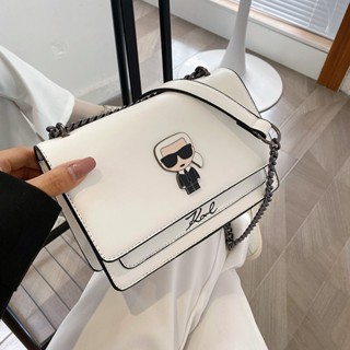 [พร้อมส่ง] กระเป๋าสตางค์ สะพายไหล่ สะพายข้าง แบบหนัง แบรนด์หรู Karl Lagerfeld K Ikonik FARFETCH