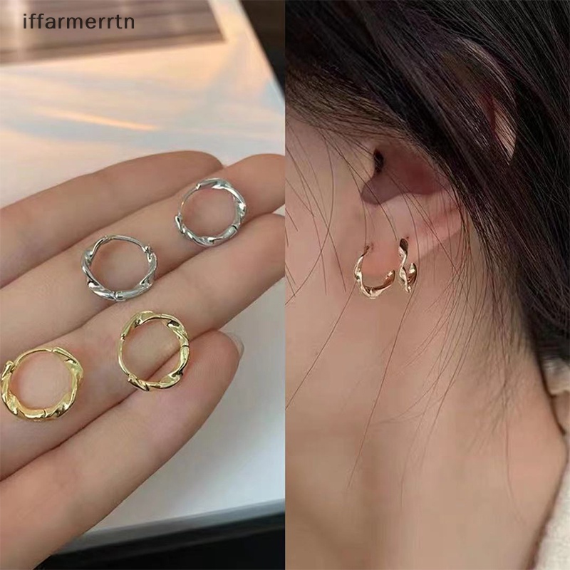If 1 คู่ เรขาคณิต ไม่สม่ําเสมอ บิด โมบิส ห่วง ต่างหู สําหรับผู้หญิง ที่เรียบง่าย เรขาคณิต วงกลม สีเงิน ต่างหู ปาร์ตี้ ของขวัญ เครื่องประดับแฟชั่น hye