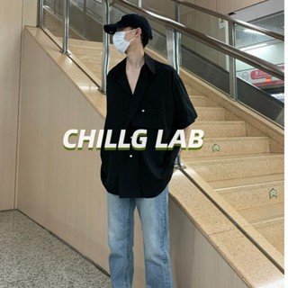 CHILLG LAB เสื้อไหมน้ำแข็งผู้ชายฤดูร้อนระดับ high-end สัมผัสหล่อผ้าม่านซับน้ำแบรนด์เสื้อผ้าผู้ชาย