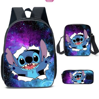 กระเป๋าเป้สะพายหลัง กระเป๋านักเรียน พิมพ์ลาย Disney Stitch แบบมีซิป สําหรับเด็กผู้ชาย และเด็กผู้หญิง