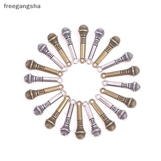 [FREG] จี้ไมโครโฟน โลหะผสมสังกะสี สไตล์เรโทร สําหรับตกแต่งบ้านตุ๊กตา 10 ชิ้น FDH