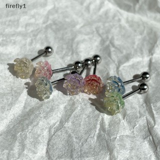 [Firefly] ต่างหูสตั๊ด สเตนเลส รูปดอกคามิเลีย ดอกคามิเลีย กันแพ้ แนวโรแมนติก 1 คู่