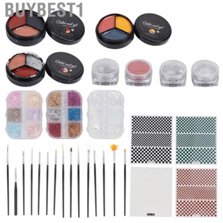 Buybest1 Nail Art Brush Set   DIY Portable Safe Professional Glitter Sequins Tool 29pcs for Home Salon Beginner