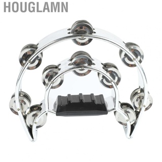 Houglamn Tambourine Instrument Hand Percussion Jingles Easy Playing Crisp  Wide Application Metal Bell Piece ABS for Performance