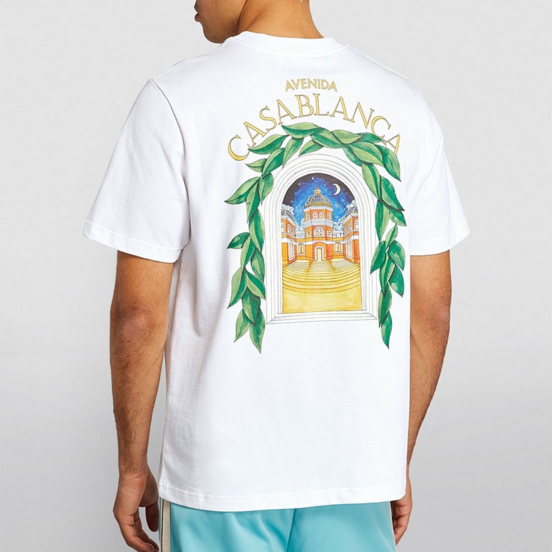 ใหม่ เสื้อยืดแขนสั้น ทรงหลวม ลายปราสาทดาว คาซาบลังก้า แฟชั่นฤดูร้อน สําหรับผู้ชาย และผู้หญิง