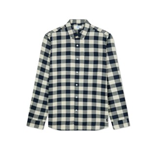 AIIZ (เอ ทู แซด) - เสื้อเชิ้ตแขนยาวผู้ชายผ้าคอตตอนทวิล ลายตาราง Mens Twill Cotton Check Long Sleeve Shirts