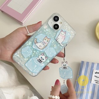 For เคสไอโฟน 14 Pro Max [Ice Cat Shining Cool Summer] เคส Phone Case For iPhone 14 Pro Max Plus 13 12 11 For เคสไอโฟน11 Ins Korean Style Retro Classic Couple Shockproof Protective TPU Cover Shell