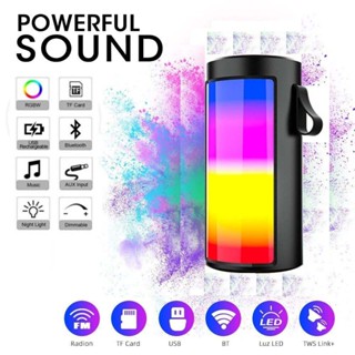 LED RGB Portable Bluetooth Speaker With FM Outdoor Party Support Aux/TF Card /USB/LED Light