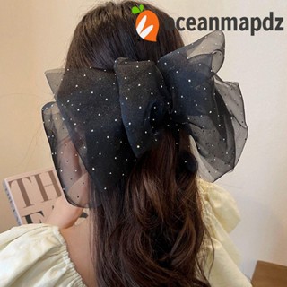 Oceanmapdz กิ๊บติดผม, กิ๊บโบว์โลหะผสม, กิ๊บติดผมผ้าโปร่ง สไตล์เจ้าหญิง พลอยเทียม สําหรับเด็กผู้หญิง