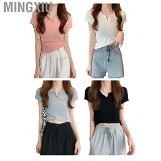 Mingxiu Short Sleeved Pure Color Top  L Sleeve T Shirt Soft for Office