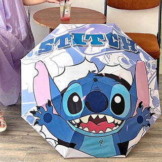 ร่มกันแดด ป้องกันรังสีอัลตราไวโอเลต แบบพับได้ ลายการ์ตูน Stitch น่ารัก ใช้ได้สองแบบ สําหรับเด็กผู้หญิง