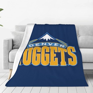 ผ้าห่ม ผ้าไมโครฟลีซ ผ้าสักหลาด แบบนิ่มพิเศษ ลาย Denver Nuggets DEN สําหรับเตียง โซฟา และเครื่องปรับอากาศ