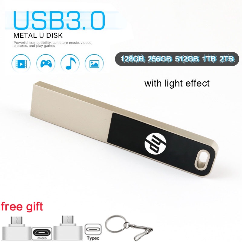 แฟลชไดร์ฟ Led 128GB  256GB Flash Drive  512GB  Pen drive High Speed 1TB  2TB  Portable Metal USB 3.0