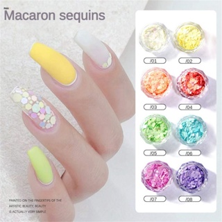 ตามมาตกแต่งเล็บ Manicure Macaron Sequins Fairy Colorful Nail Patch Colorful Japanese Hexagonal Candy Sequins Jewelry nuuo