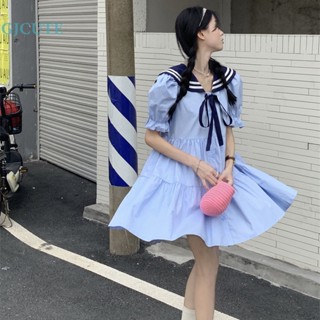 Gjcute ชุดมินิเดรส คอปกกะลาสี สีขาว สไตล์เกาหลี WTD