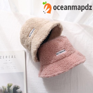 OCEANMAPDZ หมวกปีกกว้าง ผ้ากํามะหยี่ขนนิ่ม ให้ความอบอุ่น สีพื้น สําหรับผู้หญิง