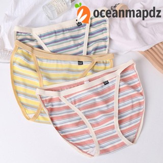 OCEANMAPDZ กางเกงชั้นใน เอวต่ํา ลายทางน่ารัก ผ้าแถบ แบบบาง ไร้รอยต่อ สําหรับผู้หญิง