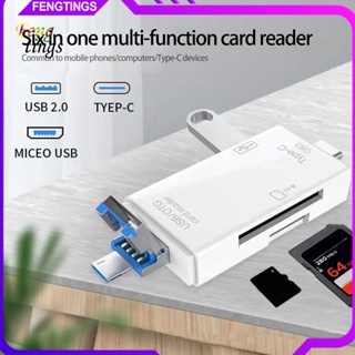 [Ft] เครื่องอ่านการ์ดหน่วยความจํา USB 2.0 Type-C SD-Card TF OTG 6 in 1 สําหรับแล็ปท็อป