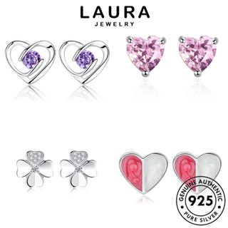 Laura Jewelry ต่างหูเงิน 925 รูปหัวใจ ประดับเพชรโมอิส เครื่องประดับ สําหรับผู้หญิง M052