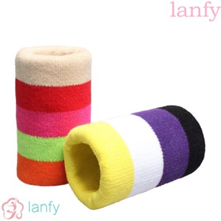 LANFY สายรัดข้อมือ ผ้าฝ้าย ลายทาง เหมาะกับเล่นกีฬาเทนนิส สําหรับผู้ชาย และผู้หญิง