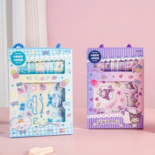 Sanrio สติกเกอร์เทปวาชิ สีบรอนซ์ 6 ม้วน 4 แผ่น สําหรับตกแต่งสมุดไดอารี่ DIY