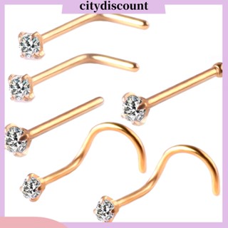 &lt;citydiscount&gt; ก้านโค้ง รูปตัว L ประดับเพทาย สําหรับเจาะร่างกาย จมูก เครื่องประดับ 6 ชิ้น ต่อชุด