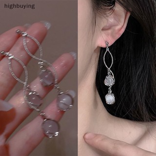 [highbuying] แฟชั่น ยาว ทองแดง หยด ต่างหู ตัด กลม สังเคราะห์ อัญมณี เจ้าสาว เครื่องประดับจัดงานแต่งงาน ตกแต่ง หรูหรา เครื่องประดับหู สําหรับผู้หญิง สินค้าใหม่