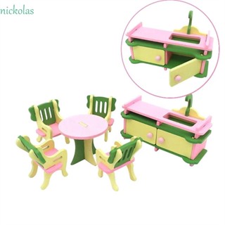 NICKOLAS เฟอร์นิเจอร์บ้านตุ๊กตา ของเล่นไม้ ตู้ ห้องน้ํา ห้องนอน ร้านอาหาร สําหรับเด็ก