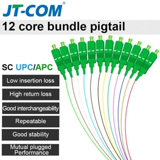 Jt-com แผ่นไฟเบอร์ออปติคอล SC APC Pigtail-SM(9/125) 1 เมตร 12 สี