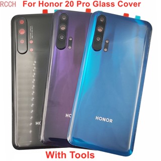 สําหรับ Huawei Honor 20 Pro แบตเตอรี่ กระจก ฝาหลัง แบบแข็ง เคสแผงด้านหลัง + เลนส์กล้อง + กาว ของแท้