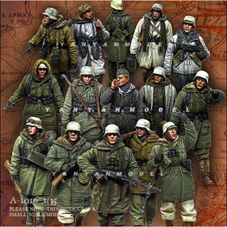 9.9 เหนื่อยมากโมเดลทหารเรซิ่น สีขาว 1/35 Winter World War II 15-Person 50 มม. A-1016 NSXC