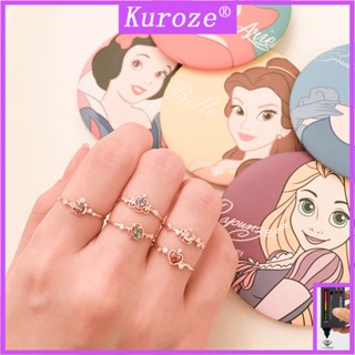 Kuroze แหวนเพชร สีโรสโกลด์ หรูหรา แฟชั่นเจ้าหญิง