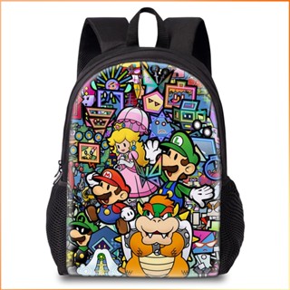 Cartoon Super Mario Comics Backpack นักเรียนประถมและมัธยมต้นกระเป๋านักเรียนเด็กชายและเด็กหญิงความจุขนาดใหญ่ -FE