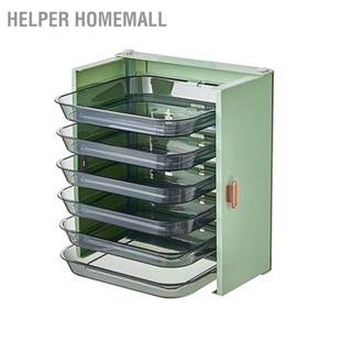  Helper HomeMall เครื่องเคียงในครัว Punch ฟรี PET แบบพับได้ 6 ชั้นติดผนังองค์กรชั้นวางจานทำอาหารชั้นเก็บของ