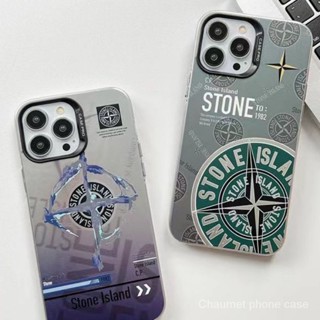 เคสโทรศัพท์มือถือแข็ง ขอบนิ่ม ขอบตรง ลาย Street Wear Stone Island หลากสี สําหรับ Iphone Apple 14promax 11 12 71CD