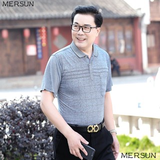 [Careful Use New Style Top 2023 Dad Real Pocket Dad Wear Lapel All-Match เสื้อยืดลําลอง สําหรับผู้ชายวัยกลางคน