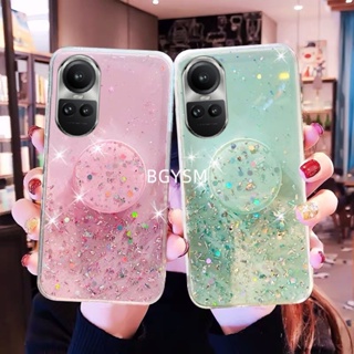 พร้อมส่ง เคสโทรศัพท์มือถือนิ่ม แบบใส ประดับเลื่อมกลิตเตอร์ พร้อมขาตั้ง สําหรับ OPPO Reno10 Pro Reno 10 Reno10 Pro+ 5G 2023 OPPORENO10PRO+