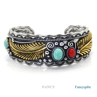 Fancy ใหม่ ย้อนยุค สีเขียวขุ่น สร้อยข้อมือ ขนนกคู่ สร้อยข้อมือ ผู้ชายและผู้หญิง บุคลิกภาพ ย้อนยุค แฟชั่น เครื่องประดับ อุปกรณ์เสริม