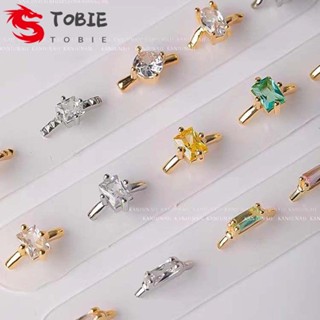 TOBIE เครื่องประดับ จี้แหวนคริสตัล 3 มิติ สีเงิน สีทอง สําหรับตกแต่งเล็บ DIY