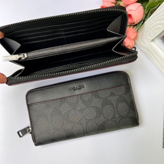 Accordion Wallet F25517 F66862 F58426 กระเป๋าสตางค์ผู้ชาย แท้ COAC H กระเป๋าสตางค์ซิปยาว พิมพ์ลายคลาสสิค