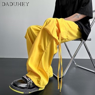 DaDuHey🔥 Mens and Womens Hip Hop Straight Wide Leg Casual Pants 2023 American Retro Thin Quick-Drying Loose Cargo Pants