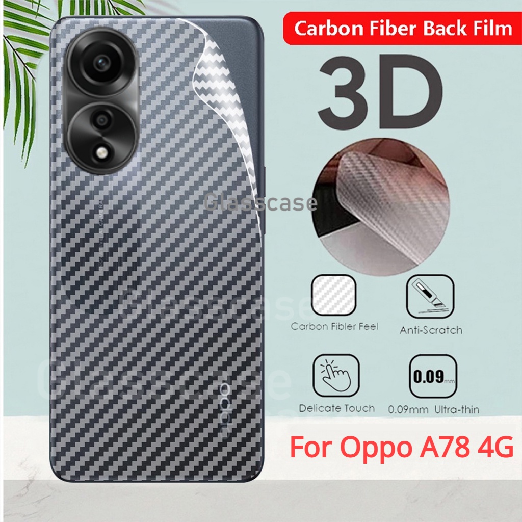 ฟิล์มกันรอยหน้าจอ ด้านหลัง คาร์บอนไฟเบอร์ 3D กันลื่น สําหรับ Oppo A18 A38 A58 A78 A98 NFC OppoA18 Op