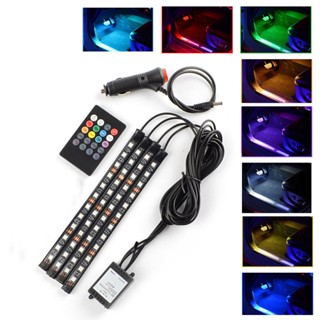 Tl โคมไฟ LED 48 ดวง พร้อมรีโมตควบคุมผ่านแอพไร้สาย USB RGB สําหรับตกแต่งภายในรถยนต์