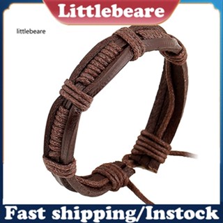 &lt;littlebeare&gt; สร้อยข้อมือกําไลข้อมือหนังถัก สไตล์พังก์ คลาสสิก สําหรับผู้หญิง ผู้ชาย