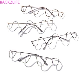 BACK2LIFE กรอบแว่นตากันแดด ประดับเพชร พลอยเทียม สีทอง สไตล์พังก์ สําหรับผู้ชาย