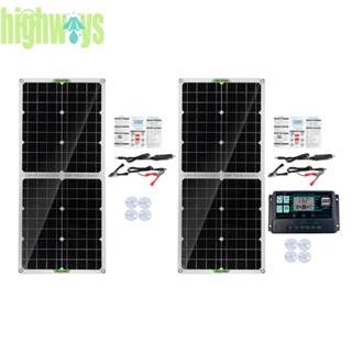 แผงพลังงานแสงอาทิตย์ กันน้ํา เอาท์พุท USB คู่ 50W พร้อมตัวควบคุม 100A [highways.th]